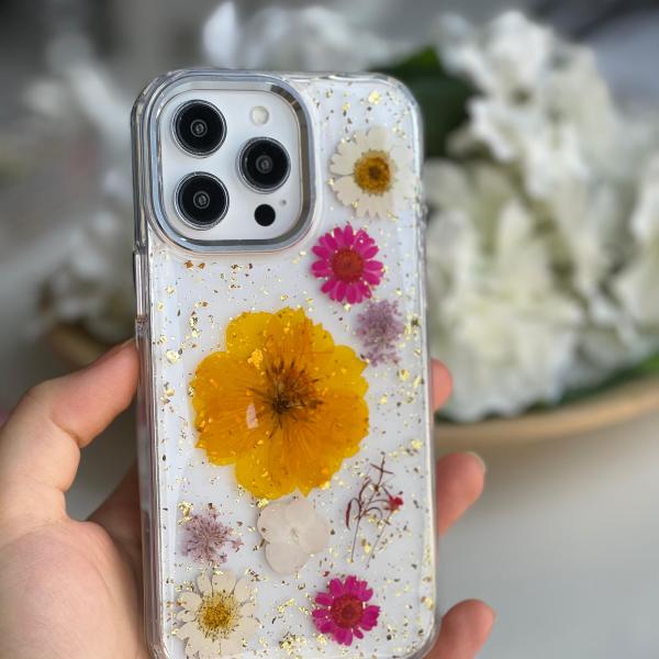iPhone Uyumlu Turuncu Papatya Canlı Çiçek Telefon Kılıf